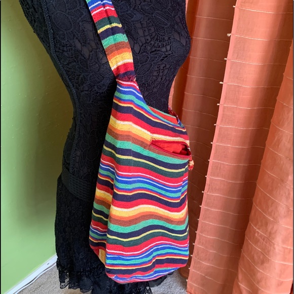 beach bag,Rainbow striped messenger bag, cross body bag - Picture 6 of 11